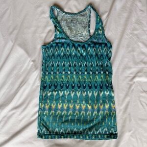 American Eagle Outfitters Teal Patterned Tank Top